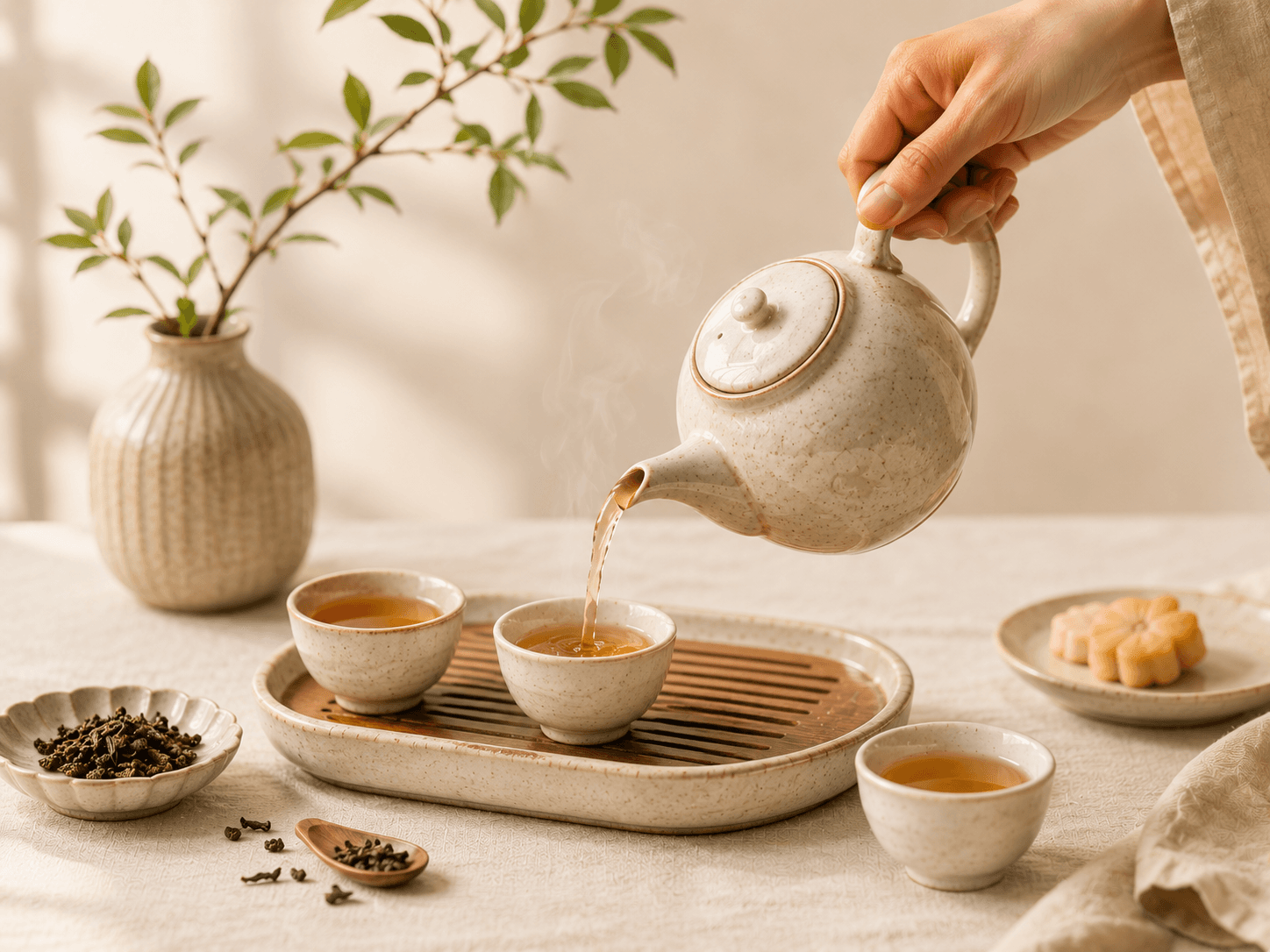 Pouring Taiwanese mountain tea — a warm tea moment